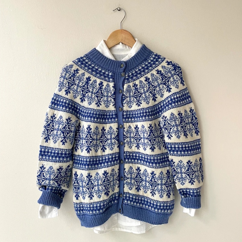 Vintage 1950s Paul Mage wool cardigan with metal buttons